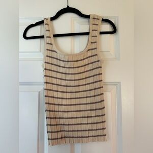 Petal & Pup Cream and Brown Striped Sweater